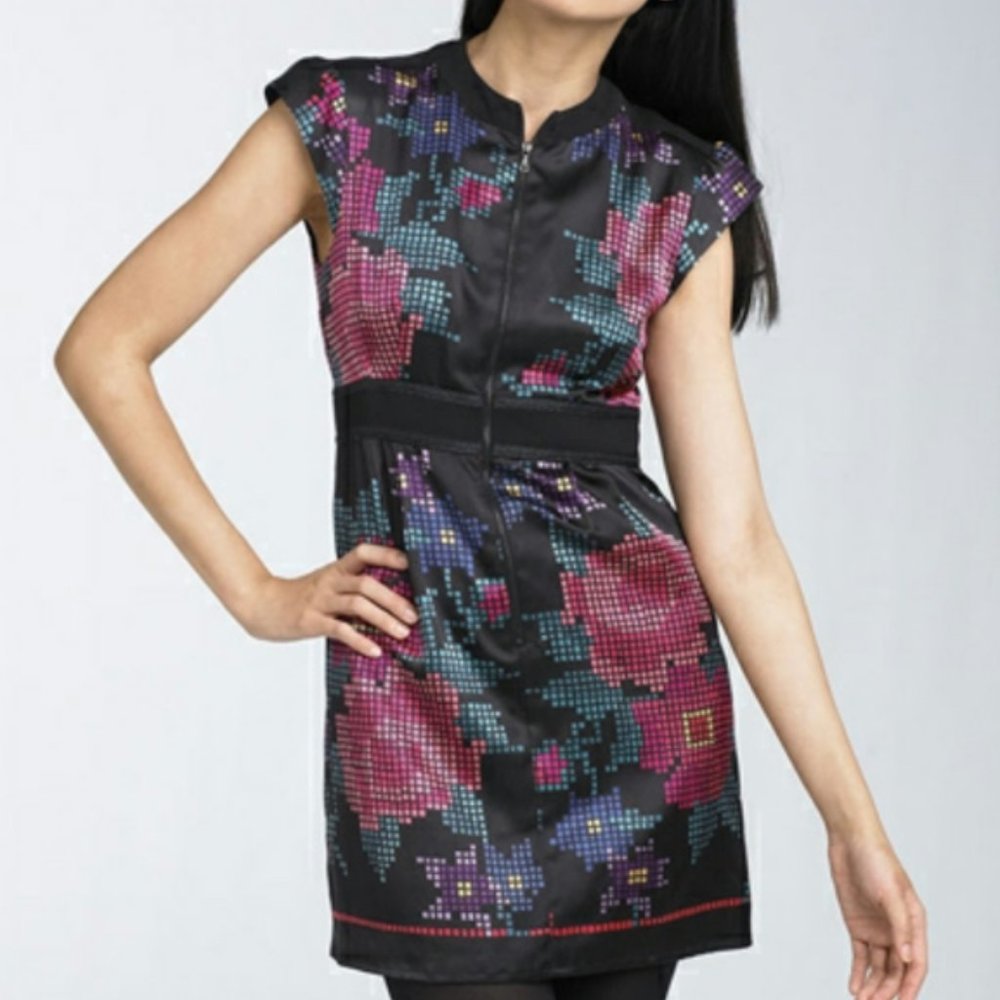 Nanette Lepore silk pixel flower mini dress